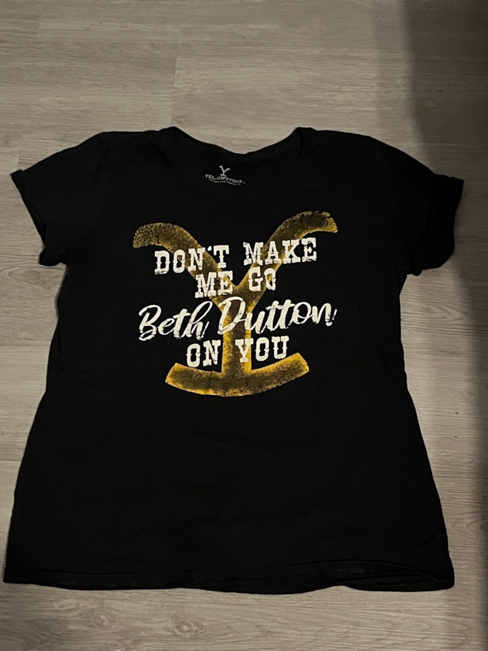 Black Graphic Tee with Gold Accents - Women's Top